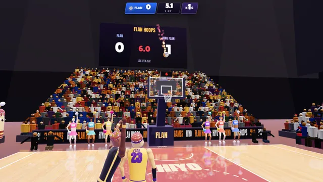 Flan Hoops: the red, white and blue money ball flies to the rim in the last seconds