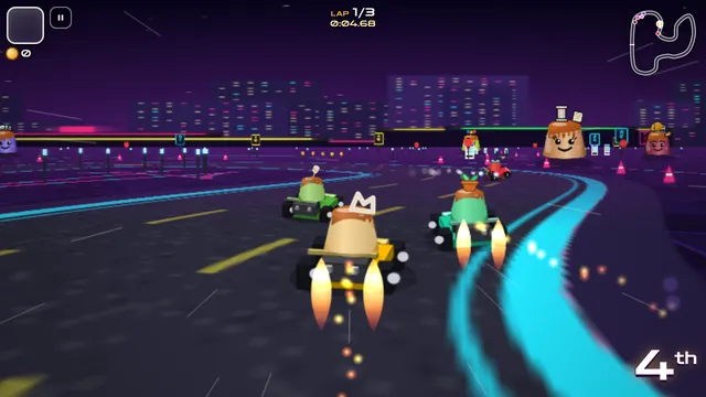Flan Kart: turbo flames on the neon streets of Shibuya at night